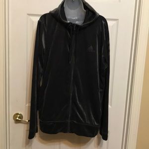 Adidas men’s gray velour zip up jacket with hoodXL